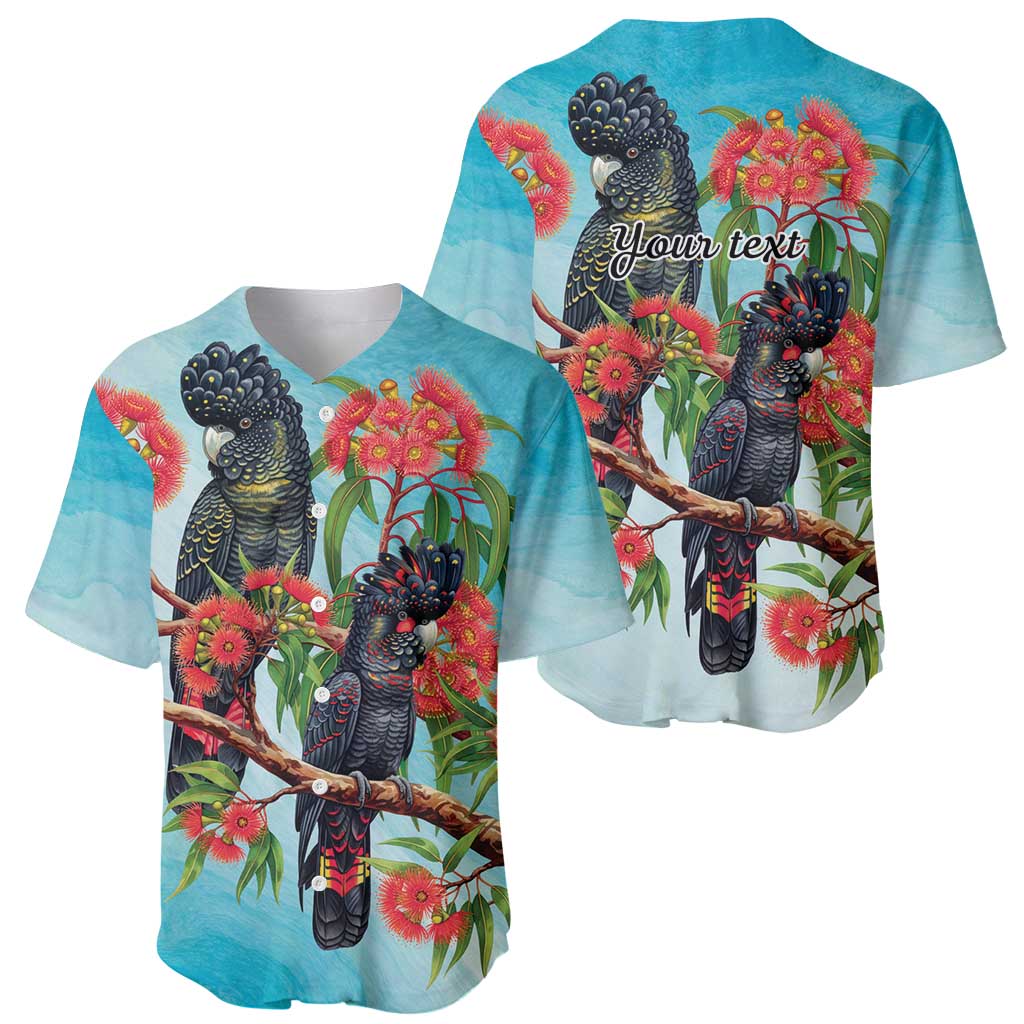 Australia Black Cockatoo and Eucalyptus Baseball Jersey Blue Spirit of Aussie Native Bird - Aussie Hoodie