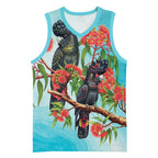 Australia Black Cockatoo and Eucalyptus Basketball Jersey Blue Spirit of Aussie Native Bird - Aussie Hoodie