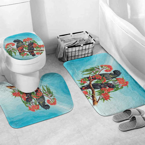 Australia Black Cockatoo and Eucalyptus Bathroom Set Blue Spirit of Aussie Native Bird - Aussie Hoodie