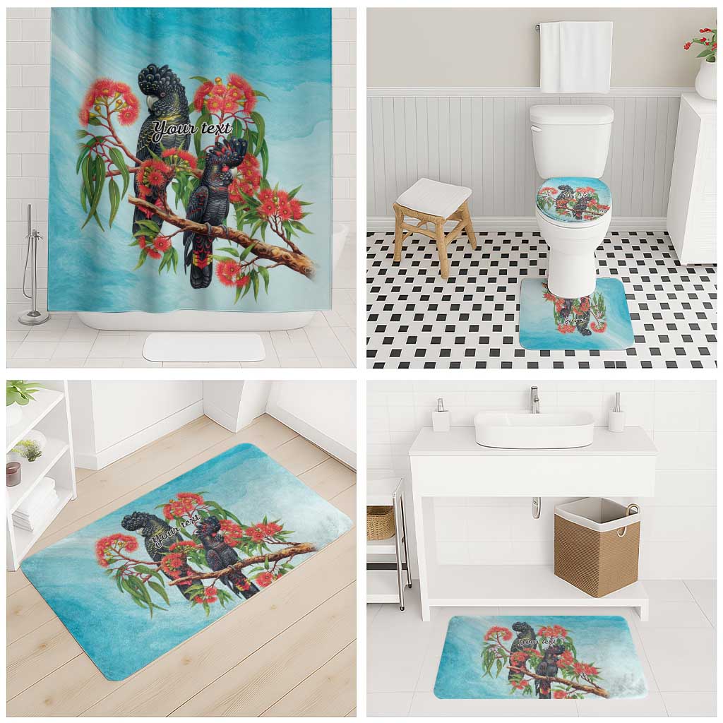 Australia Black Cockatoo and Eucalyptus Bathroom Set Blue Spirit of Aussie Native Bird - Aussie Hoodie
