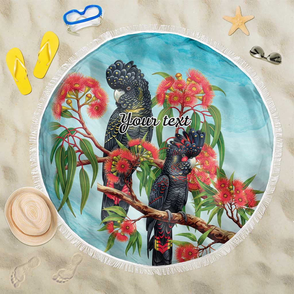 Australia Black Cockatoo and Eucalyptus Beach Blanket Blue Spirit of Aussie Native Bird - Aussie Hoodie