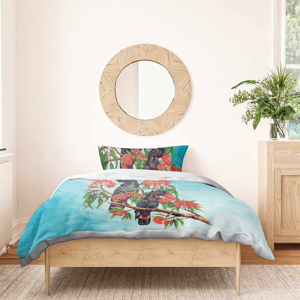 Australia Black Cockatoo and Eucalyptus Bedding Set Blue Spirit of Aussie Native Bird - Aussie Hoodie