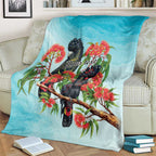 Australia Black Cockatoo and Eucalyptus Blanket Blue Spirit of Aussie Native Bird - Aussie Hoodie