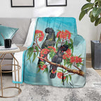 Australia Black Cockatoo and Eucalyptus Blanket Blue Spirit of Aussie Native Bird - Aussie Hoodie