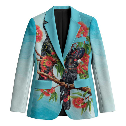 Australia Black Cockatoo and Eucalyptus Blazer Blue Spirit of Aussie Native Bird - Aussie Hoodie