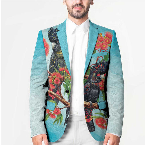 Australia Black Cockatoo and Eucalyptus Blazer Blue Spirit of Aussie Native Bird - Aussie Hoodie