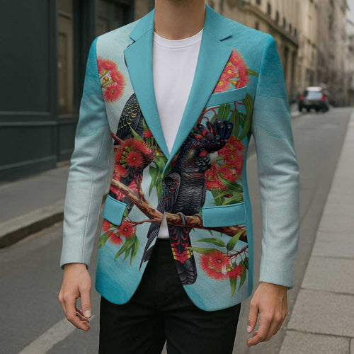 Australia Black Cockatoo and Eucalyptus Blazer Blue Spirit of Aussie Native Bird - Aussie Hoodie