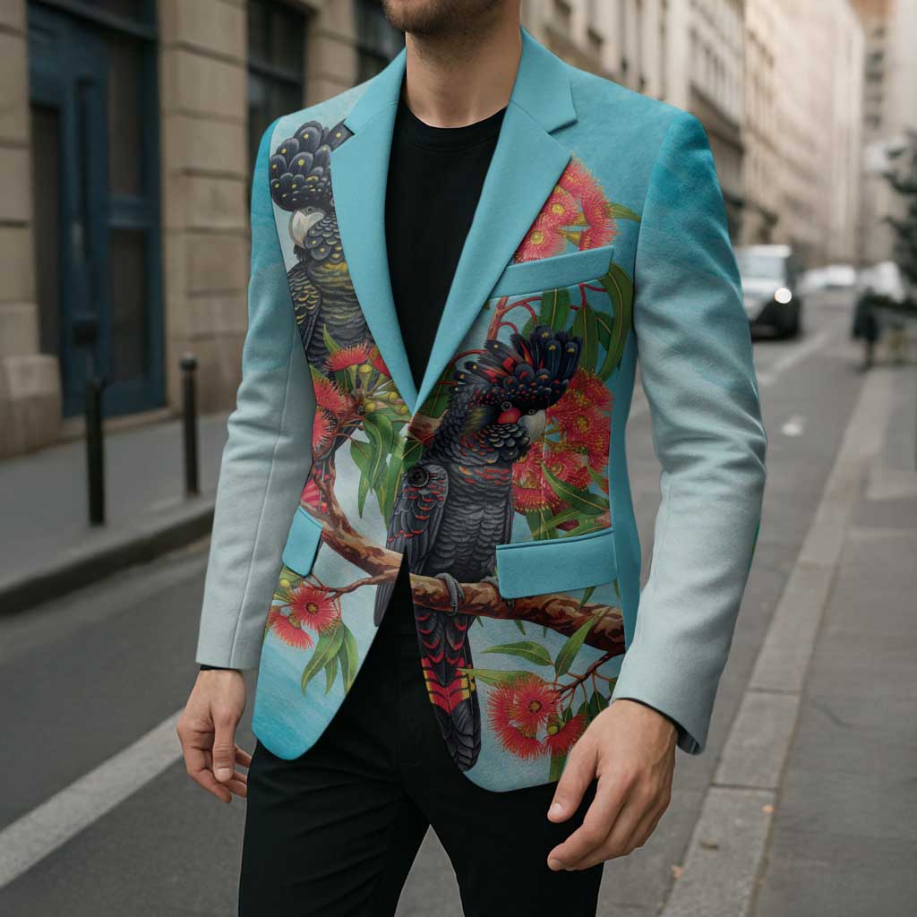 Australia Black Cockatoo and Eucalyptus Blazer Blue Spirit of Aussie Native Bird - Aussie Hoodie