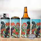 Australia Black Cockatoo and Eucalyptus 4 in 1 Can Cooler Tumbler Blue Spirit of Aussie Native Bird - Aussie Hoodie