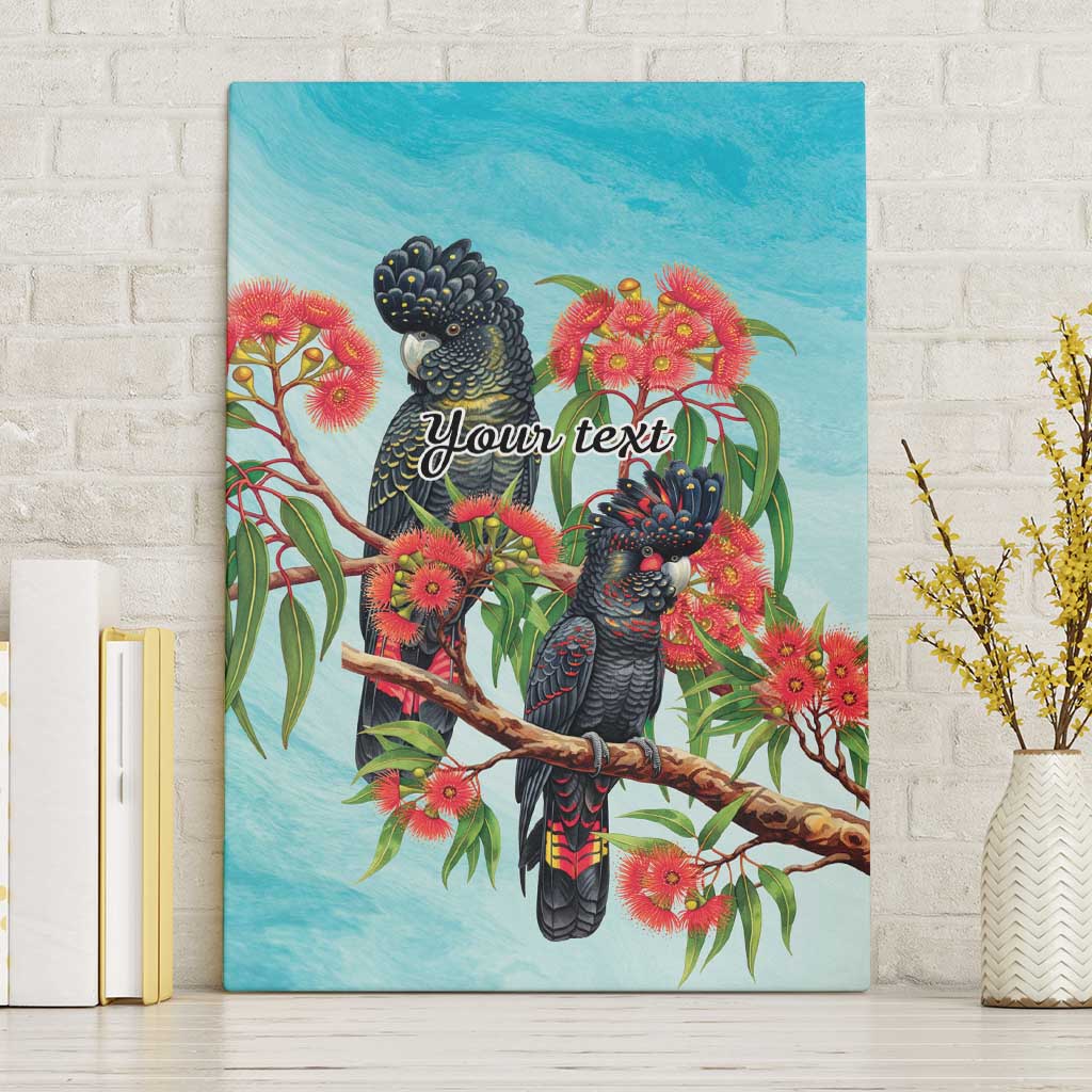 Australia Black Cockatoo and Eucalyptus Canvas Wall Art Blue Spirit of Aussie Native Bird - Aussie Hoodie