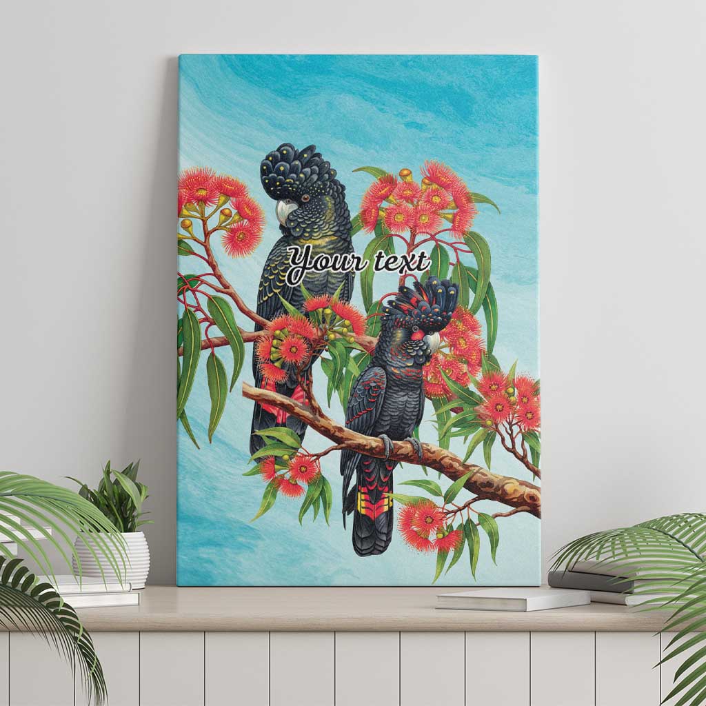 Australia Black Cockatoo and Eucalyptus Canvas Wall Art Blue Spirit of Aussie Native Bird - Aussie Hoodie