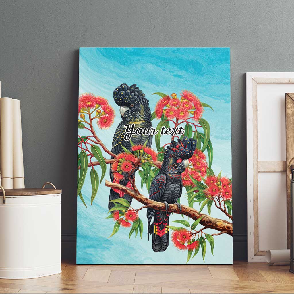 Australia Black Cockatoo and Eucalyptus Canvas Wall Art Blue Spirit of Aussie Native Bird - Aussie Hoodie