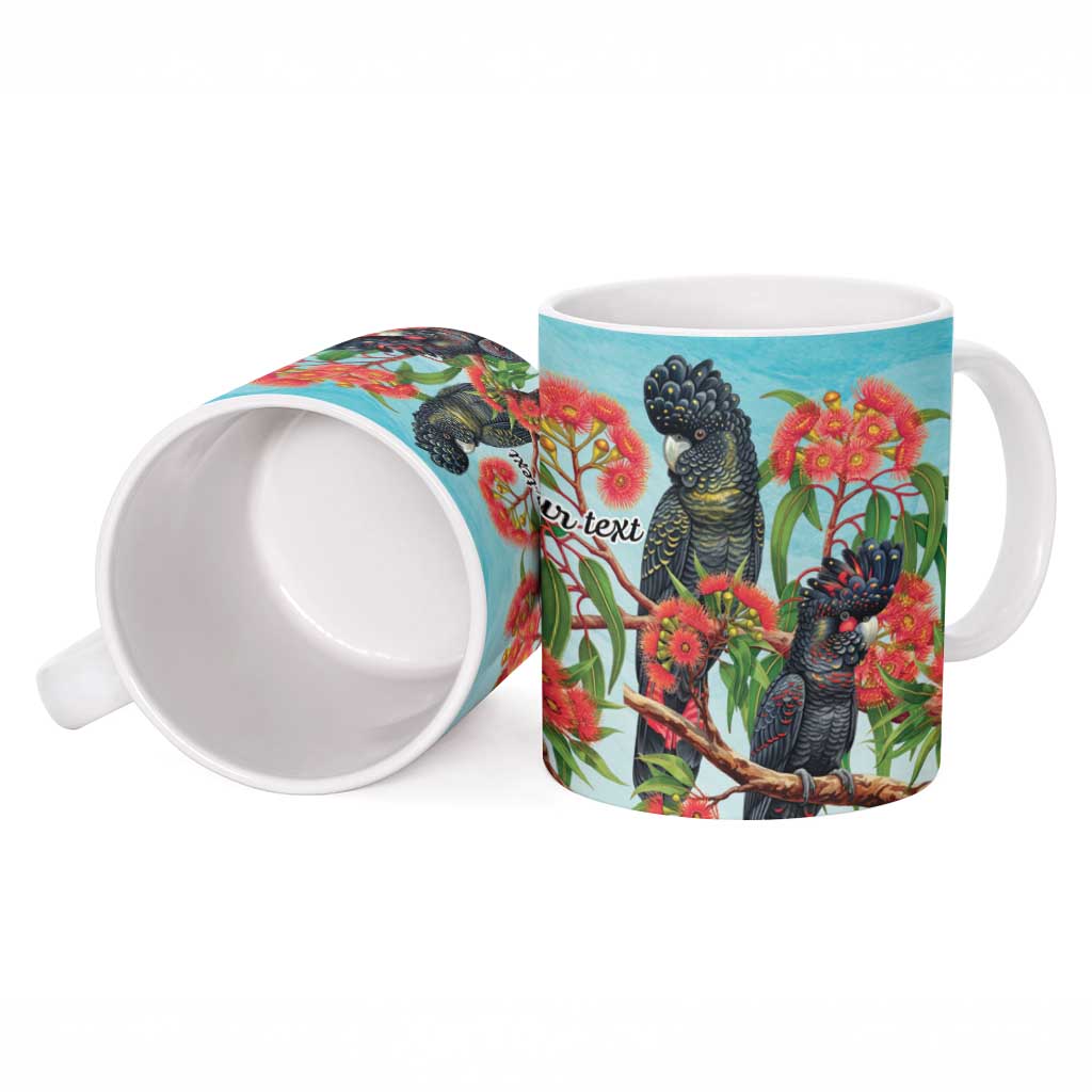 Australia Black Cockatoo and Eucalyptus Ceramic Mug Blue Spirit of Aussie Native Bird - Aussie Hoodie