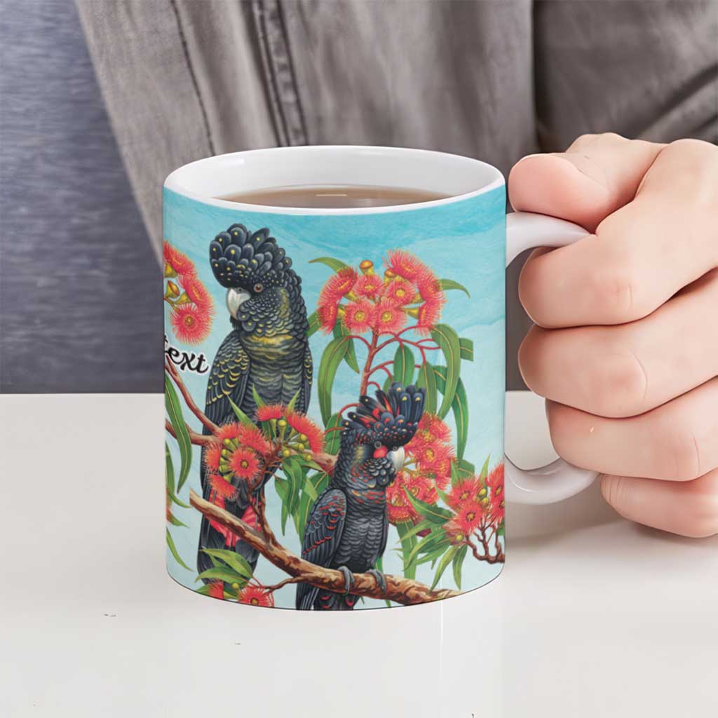 Australia Black Cockatoo and Eucalyptus Ceramic Mug Blue Spirit of Aussie Native Bird - Aussie Hoodie