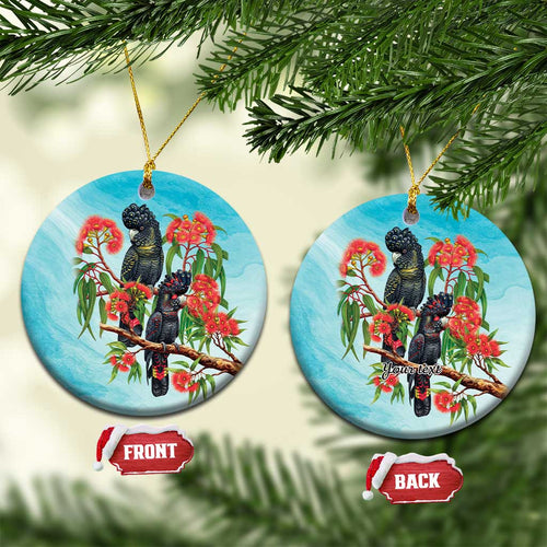 Australia Black Cockatoo and Eucalyptus Ceramic Ornament Blue Spirit of Aussie Native Bird - Aussie Hoodie