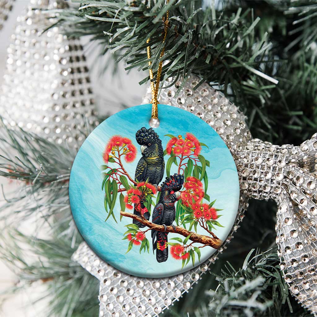 Australia Black Cockatoo and Eucalyptus Ceramic Ornament Blue Spirit of Aussie Native Bird - Aussie Hoodie