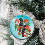 Australia Black Cockatoo and Eucalyptus Ceramic Ornament Blue Spirit of Aussie Native Bird - Aussie Hoodie