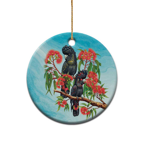 Australia Black Cockatoo and Eucalyptus Ceramic Ornament Blue Spirit of Aussie Native Bird - Aussie Hoodie