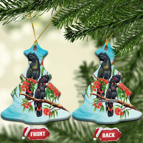 Australia Black Cockatoo and Eucalyptus Ceramic Ornament Blue Spirit of Aussie Native Bird - Aussie Hoodie