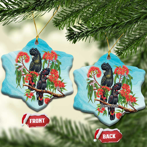 Australia Black Cockatoo and Eucalyptus Ceramic Ornament Blue Spirit of Aussie Native Bird - Aussie Hoodie