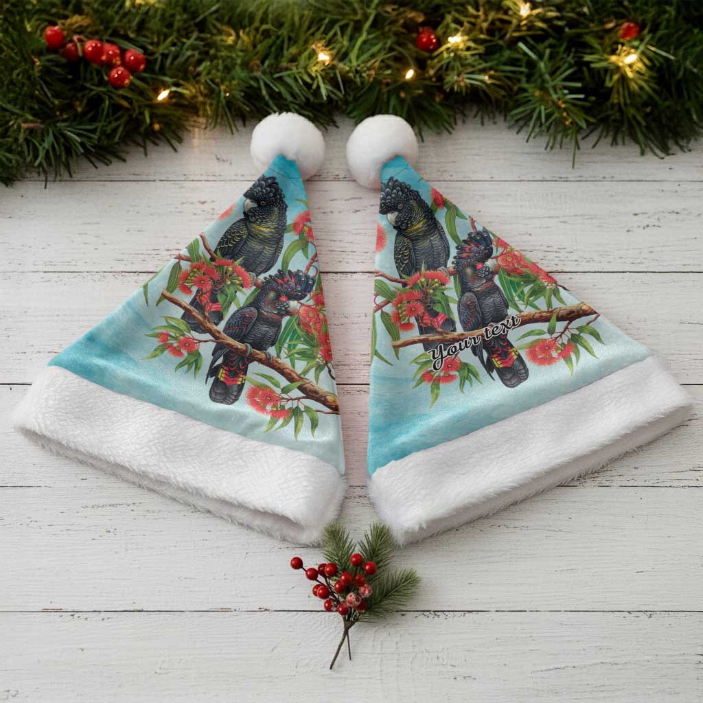 Australia Black Cockatoo and Eucalyptus Christmas Santa Hat Blue Spirit of Aussie Native Bird - Aussie Hoodie