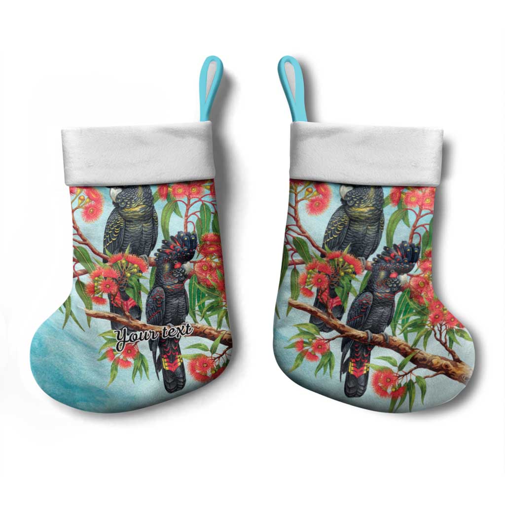 Australia Black Cockatoo and Eucalyptus Christmas Stocking Blue Spirit of Aussie Native Bird - Aussie Hoodie