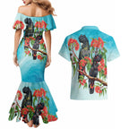 Australia Black Cockatoo and Eucalyptus Couples Matching Mermaid Dress and Hawaiian Shirt Blue Spirit of Aussie Native Bird - Aussie Hoodie