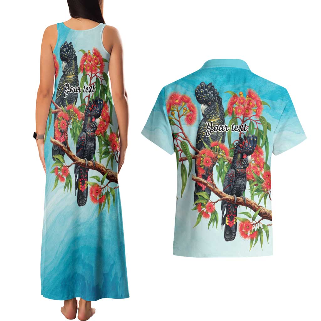 Australia Black Cockatoo and Eucalyptus Couples Matching Tank Maxi Dress and Hawaiian Shirt Blue Spirit of Aussie Native Bird - Aussie Hoodie