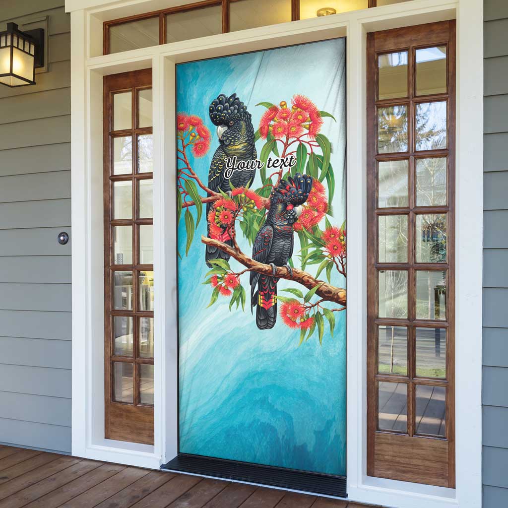 Australia Black Cockatoo and Eucalyptus Door Cover Blue Spirit of Aussie Native Bird - Aussie Hoodie