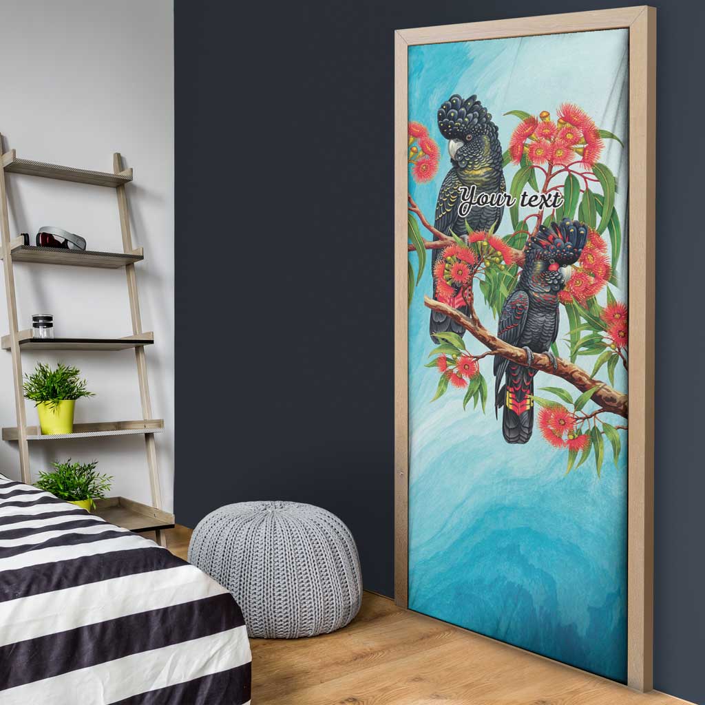 Australia Black Cockatoo and Eucalyptus Door Cover Blue Spirit of Aussie Native Bird - Aussie Hoodie