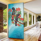 Australia Black Cockatoo and Eucalyptus Door Cover Blue Spirit of Aussie Native Bird - Aussie Hoodie
