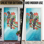 Australia Black Cockatoo and Eucalyptus Door Cover Blue Spirit of Aussie Native Bird - Aussie Hoodie