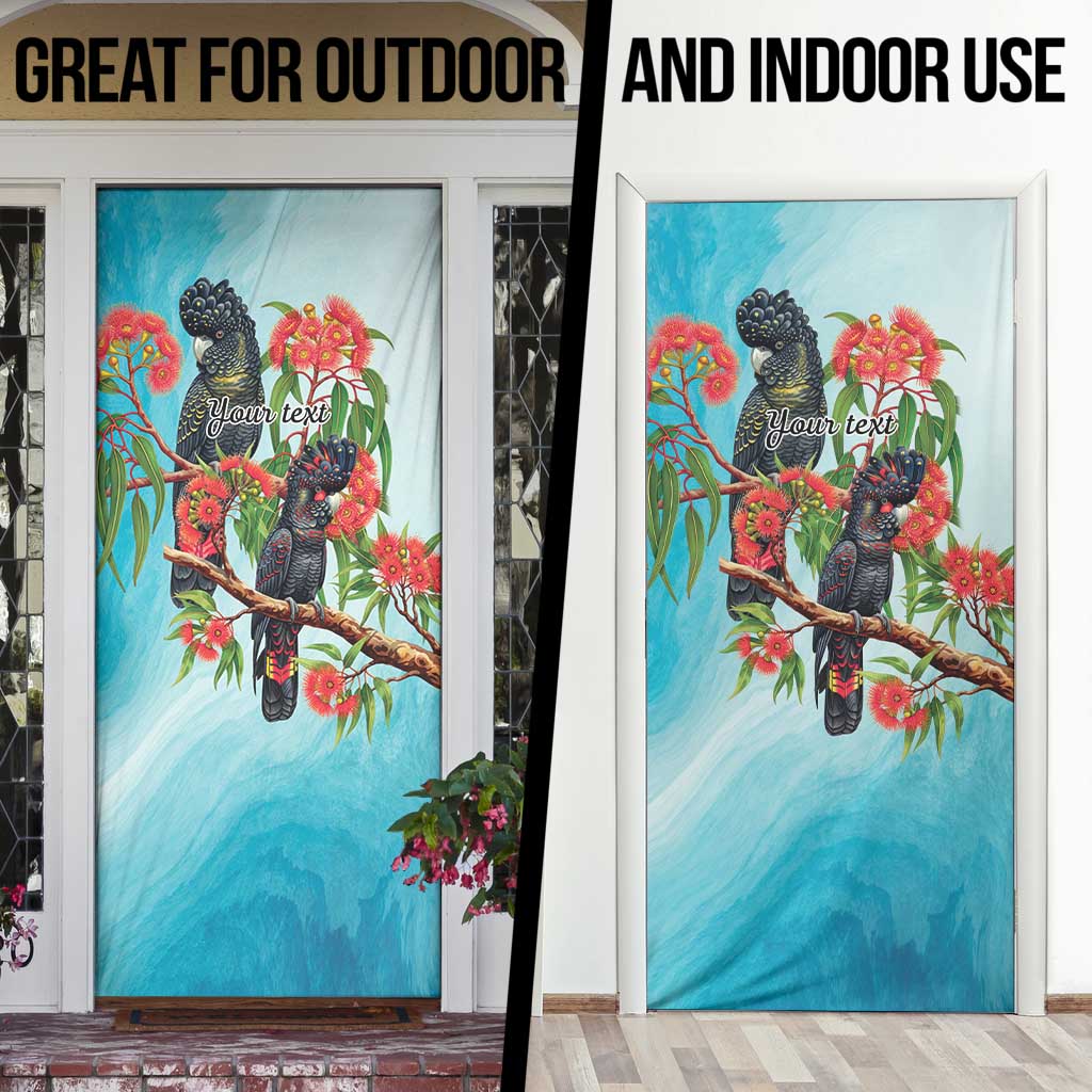 Australia Black Cockatoo and Eucalyptus Door Cover Blue Spirit of Aussie Native Bird - Aussie Hoodie