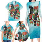 Australia Black Cockatoo and Eucalyptus Family Matching Long Sleeve Bodycon Dress and Hawaiian Shirt Blue Spirit of Aussie Native Bird - Aussie Hoodie