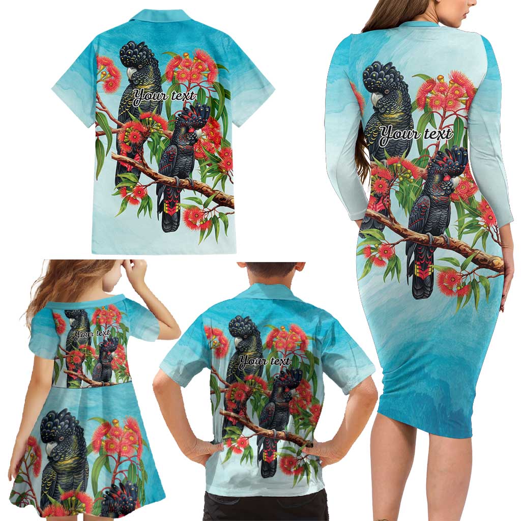 Australia Black Cockatoo and Eucalyptus Family Matching Long Sleeve Bodycon Dress and Hawaiian Shirt Blue Spirit of Aussie Native Bird - Aussie Hoodie