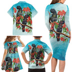 Australia Black Cockatoo and Eucalyptus Family Matching Long Sleeve Bodycon Dress and Hawaiian Shirt Blue Spirit of Aussie Native Bird - Aussie Hoodie