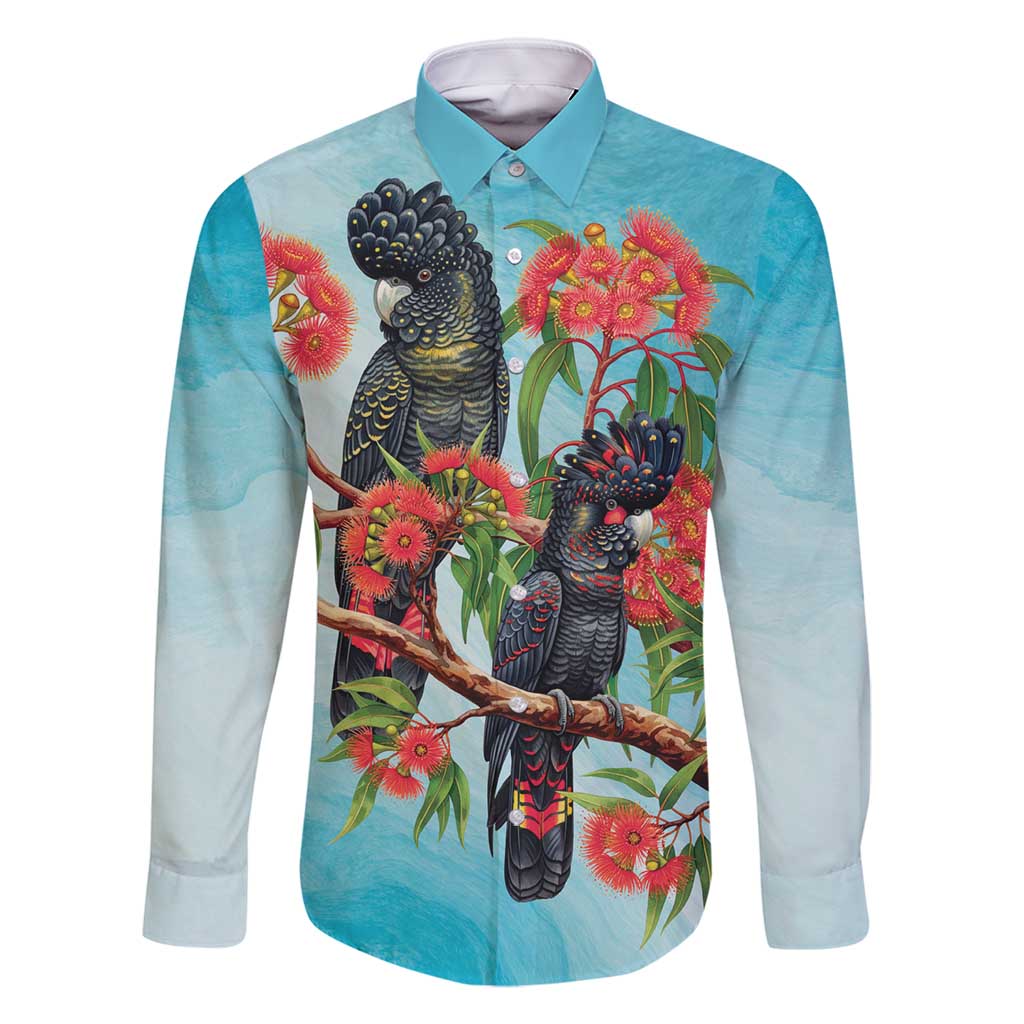Australia Black Cockatoo and Eucalyptus Family Matching Long Sleeve Bodycon Dress and Hawaiian Shirt Blue Spirit of Aussie Native Bird - Aussie Hoodie