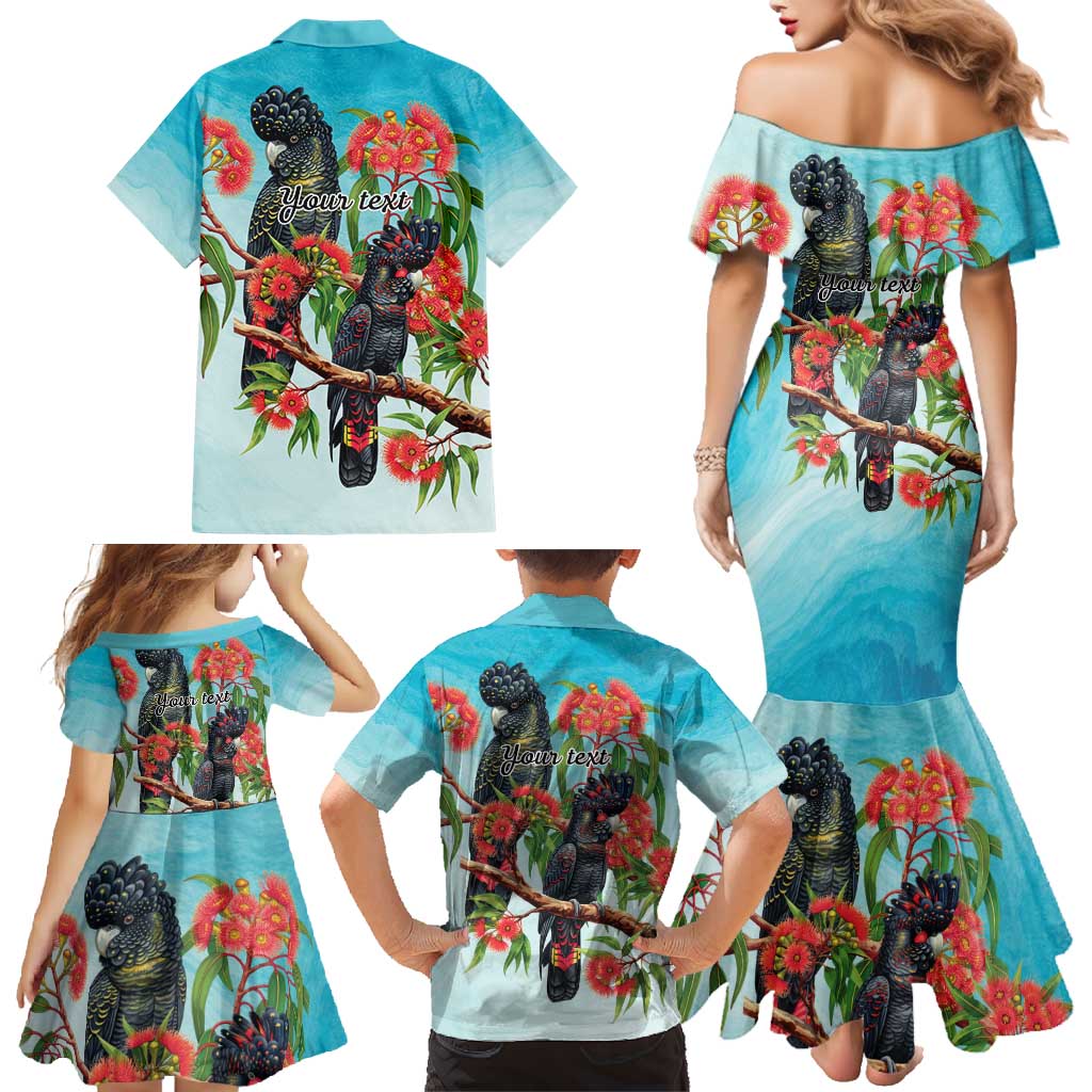 Australia Black Cockatoo and Eucalyptus Family Matching Mermaid Dress and Hawaiian Shirt Blue Spirit of Aussie Native Bird - Aussie Hoodie