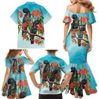 Australia Black Cockatoo and Eucalyptus Family Matching Mermaid Dress and Hawaiian Shirt Blue Spirit of Aussie Native Bird - Aussie Hoodie