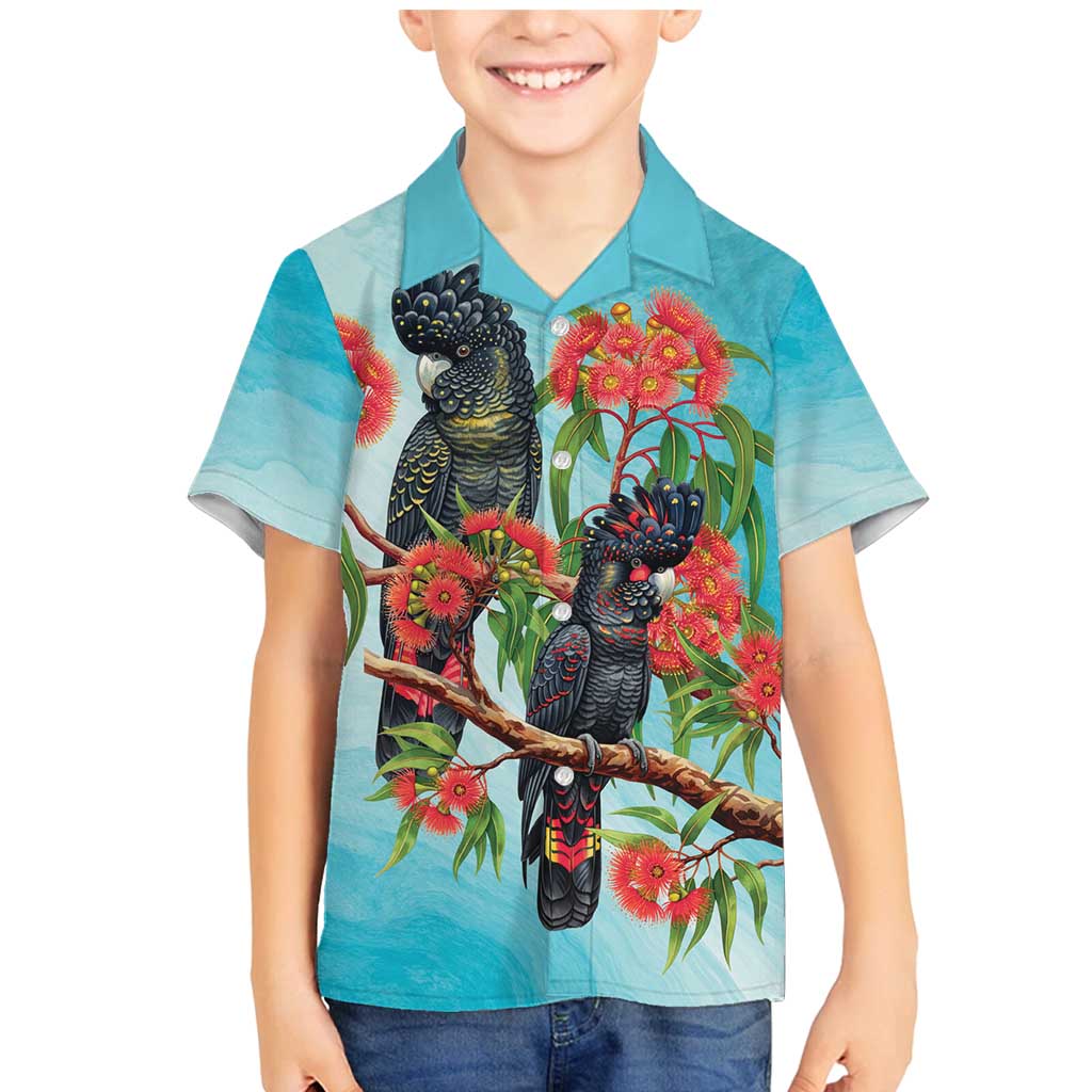 Australia Black Cockatoo and Eucalyptus Family Matching Mermaid Dress and Hawaiian Shirt Blue Spirit of Aussie Native Bird - Aussie Hoodie