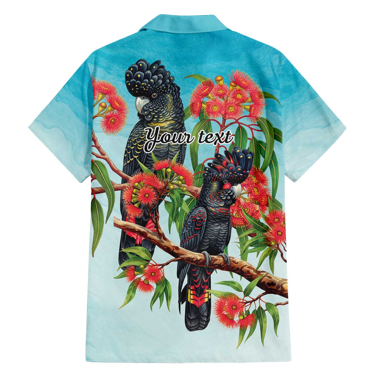 Australia Black Cockatoo and Eucalyptus Family Matching Off The Shoulder Long Sleeve Dress and Hawaiian Shirt Blue Spirit of Aussie Native Bird - Aussie Hoodie