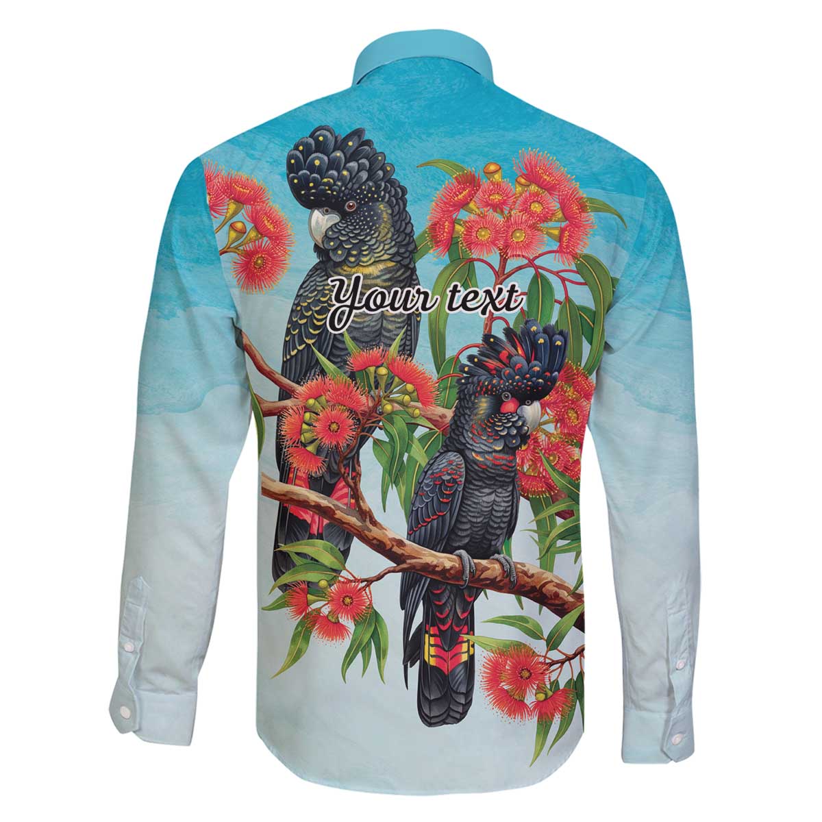 Australia Black Cockatoo and Eucalyptus Family Matching Off The Shoulder Long Sleeve Dress and Hawaiian Shirt Blue Spirit of Aussie Native Bird - Aussie Hoodie
