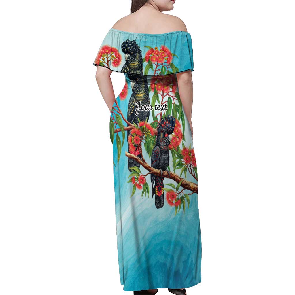 Australia Black Cockatoo and Eucalyptus Family Matching Off Shoulder Maxi Dress and Hawaiian Shirt Blue Spirit of Aussie Native Bird - Aussie Hoodie
