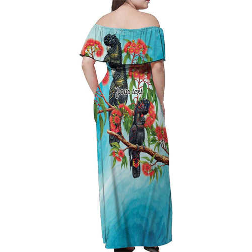 Australia Black Cockatoo and Eucalyptus Family Matching Off Shoulder Maxi Dress and Hawaiian Shirt Blue Spirit of Aussie Native Bird - Aussie Hoodie