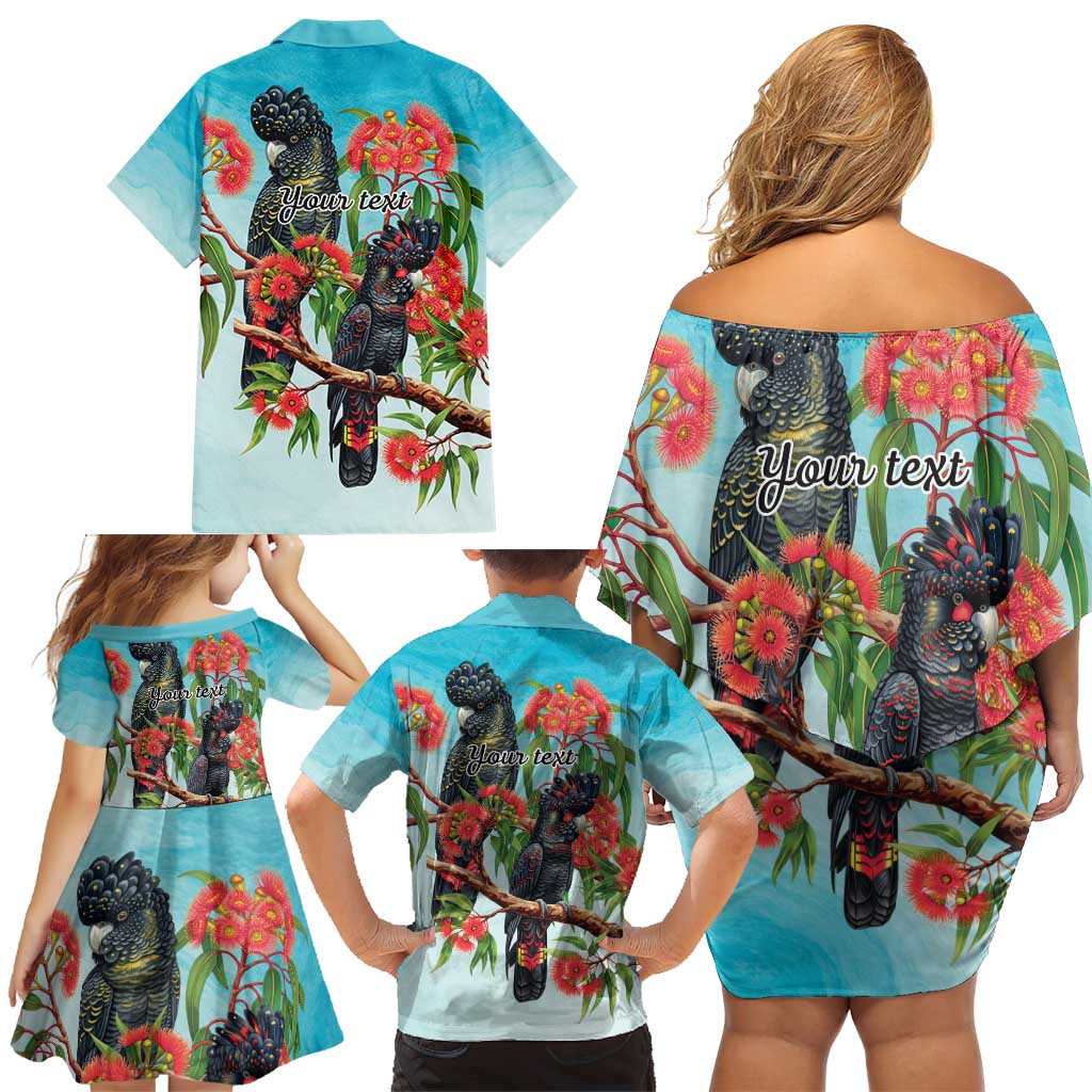 Australia Black Cockatoo and Eucalyptus Family Matching Off Shoulder Short Dress and Hawaiian Shirt Blue Spirit of Aussie Native Bird - Aussie Hoodie