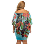 Australia Black Cockatoo and Eucalyptus Family Matching Off Shoulder Short Dress and Hawaiian Shirt Blue Spirit of Aussie Native Bird - Aussie Hoodie