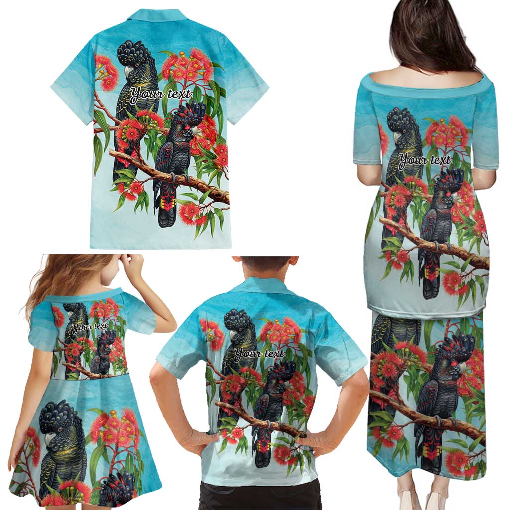 Australia Black Cockatoo and Eucalyptus Family Matching Puletasi and Hawaiian Shirt Blue Spirit of Aussie Native Bird - Aussie Hoodie