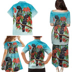 Australia Black Cockatoo and Eucalyptus Family Matching Puletasi and Hawaiian Shirt Blue Spirit of Aussie Native Bird - Aussie Hoodie
