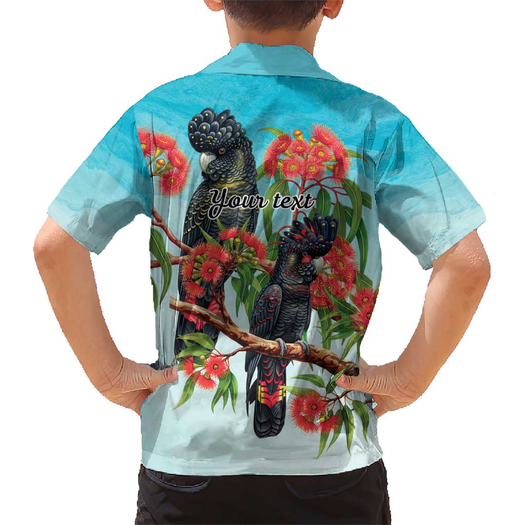 Australia Black Cockatoo and Eucalyptus Family Matching Short Sleeve Bodycon Dress and Hawaiian Shirt Blue Spirit of Aussie Native Bird - Aussie Hoodie