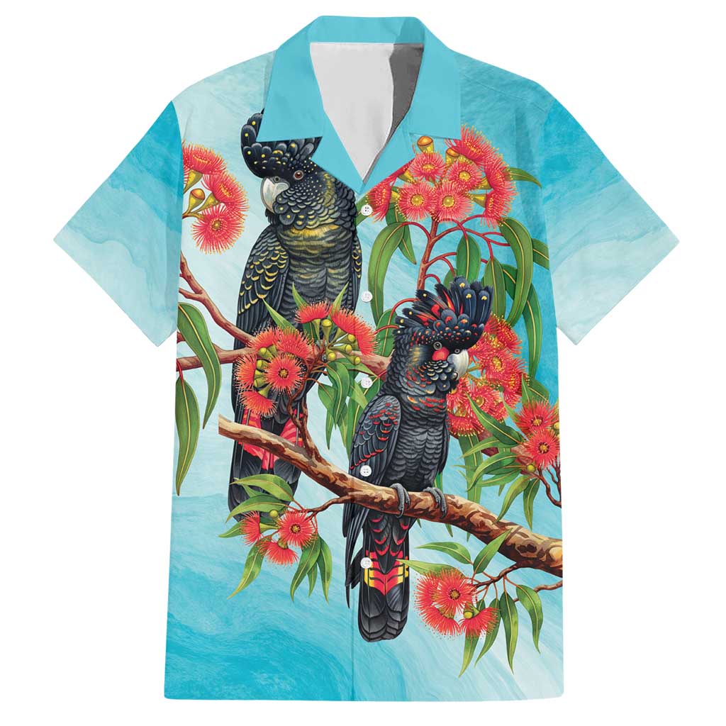 Australia Black Cockatoo and Eucalyptus Family Matching Short Sleeve Bodycon Dress and Hawaiian Shirt Blue Spirit of Aussie Native Bird - Aussie Hoodie